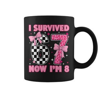8Th Birthday Girl I Survived 6 7 Now I’M 8 Coquette Bow Bday Coffee Mug - Thegiftio UK
