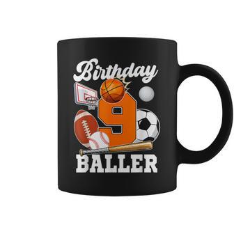 9 Year Old Birthday Baller 9Th Birthday Sports Ball Theme Coffee Mug - Thegiftio UK