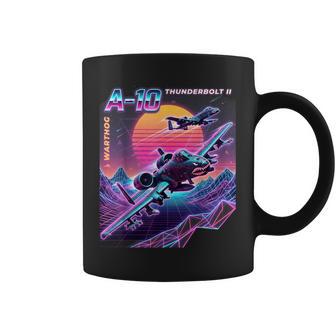A-10 Warthog Jet Airplane 80S Synth Wave Graphic Coffee Mug - Thegiftio UK