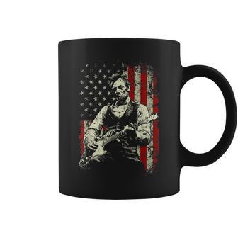 Abraham Lincoln Playing Guitar Rock And Roll American Flag Coffee Mug | Mazezy