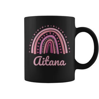 Aitana Nombre Personalizado Divertido Rosa Arco Iris Aitana Taza de café - Regaloses