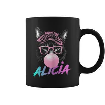 Alicia Joli Prénom De Fille Avec Un Chat Mignon Tasse - Cadeauxyz