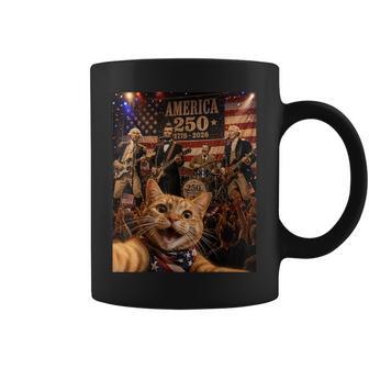 America 250Th Anniversary Cat Selfie Rock Concert 4Th July Coffee Mug - Thegiftio UK
