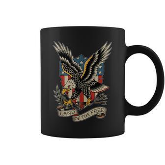 American Bald Eagle Land Of The Free Tattoo Flash Coffee Mug - Thegiftio UK