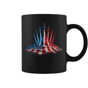 American Flag Jet Flyover 4Th Of July Memorial Day Usa Pride Coffee Mug - Thegiftio UK