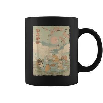Animaux Japonais Onsen Kawaii Fleurs De Cerisier Relaxation Tasse - Cadeauxyz
