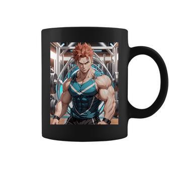 Anime Gym Workout Manga Japonés Motivación Diseño Estampada Cuello Taza de café - Regaloses