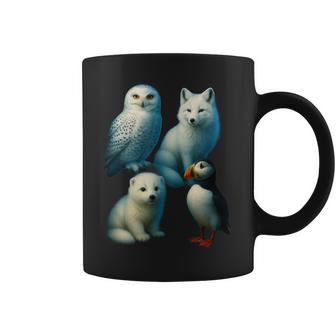 Arctic Animals コラージュ シロフクロウ キツネアザラシ ツノメ コーヒーマグ - Kawaiitshirt