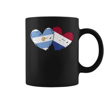 Argentina Países Bajos Corazones Bandera Argentina Holandesa Banderas Taza de café - Regaloses