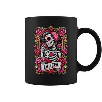 Arte De Calavera Mexicana De Día De Muertos Con La Jefa Taza de café - Regaloses
