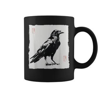 Arte Japonés Cuervo Cuervo Estilointage Gótico Taza de café - Regaloses