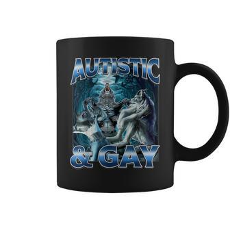 Autistic And Gay Alpha Wolf Meme Bootleg Brainrot Coffee Mug - Thegiftio UK