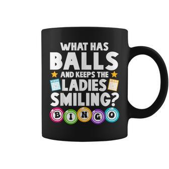 What Has Balls And Keeps The Ladies Smiling Bingo Coffee Mug - Thegiftio