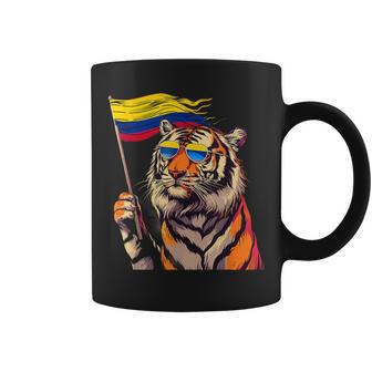 Bandera De Colombia Tigre Raíces Colombianas Orgullo Colombiano Taza de café - Regaloses