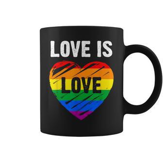 Bandera Lgbt Corazón De Arco Iris Love Is Love Taza de café - Regaloses