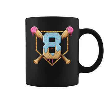 Baseball 8 Year Old Ice Cream Drip 8Th Birthday Boy Number 8 Coffee Mug - Thegiftio UK