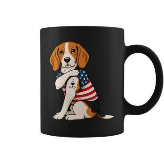Beagle I Love Dad Tattoo Father’S Day Dog Dad Coffee Mug - Monsterry