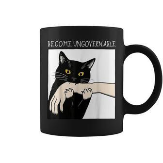Become Ungovernable Black Cat Biting Hand Meme Coffee Mug - Thegiftio UK