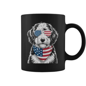 Bernedoodle Dog Usa Flag Sunglasses Patriotic 4Th Of July Coffee Mug - Thegiftio UK