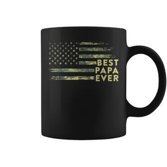 Best Papa Ever Camo American Flag Dad Fathers Day Mens Coffee Mug - Thegiftio UK