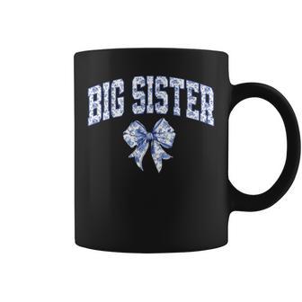 Big Sister Coquette Toile Blue Bow Floral Family Matching Coffee Mug - Thegiftio UK
