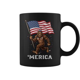 Bigfoot American Flag Merica 4Th Of July Coffee Mug - Thegiftio UK