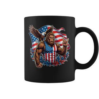 Bigfoot Rock Eagle American Flag Patriotic 4Th Of July Men Coffee Mug - Thegiftio UK