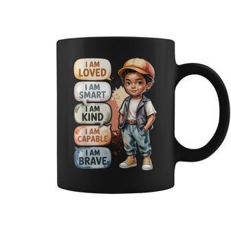 Black Boy Positive Affirmations I M Loved Smart Kind Brave Coffee Mug - Thegiftio UK