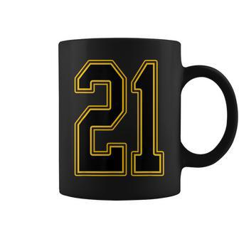 Black And Gold Number 21 Jersey Player Uniform 21 Coffee Mug - Thegiftio UK