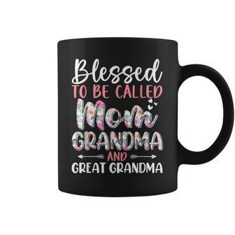 Blessed To Be Called Mom Grandma And Great Grandma Flower Coffee Mug - Thegiftio UK
