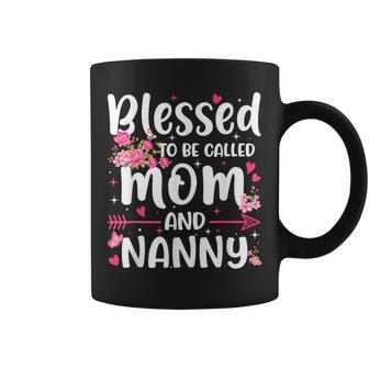 Blessed To Be Called Mom And Nanny Floral Grandma Coffee Mug - Thegiftio UK