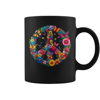 Blumiges Friedenszeichen Buntechmetterlinge Harmonie Liebe Natur Tassen - Geschenkecke