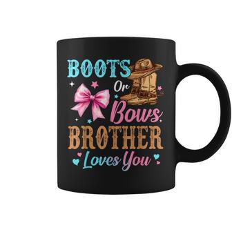 Boots Or Bows Brother Loves You Gender Reveal Family Coffee Mug - Thegiftio UK