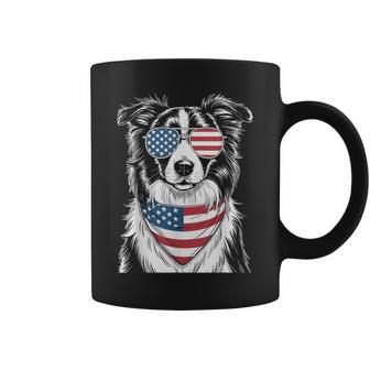 Border Collie Dog Usa Flag Sunglasses Patriotic 4Th Of July Coffee Mug - Thegiftio UK
