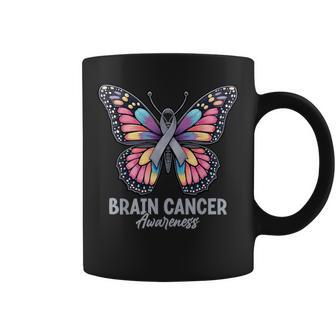 Brain Cancer Awareness Butterfly Ribbon Support Warrior Coffee Mug - Thegiftio UK