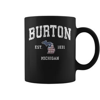Burton Michigan Miintage Bandera Americana Diseño Deportivo Taza de café - Regaloses