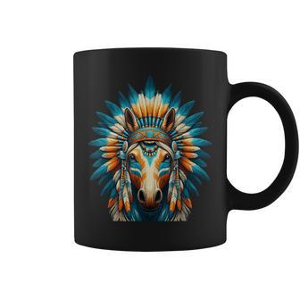 Caballo Indio Nativo Americano Plumas Indias Taza de café - Regaloses
