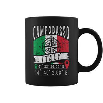 Campobasso Italia Bandera Italia Coordenadas Gps De Campobasso Taza de café - Regaloses