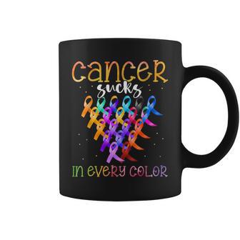 Cancer Sucks In Every Color Ribbons Support Hope Strength Coffee Mug - Thegiftio UK