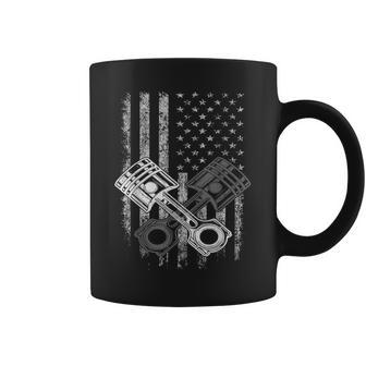 Car Mechanic Piston Us Flag Auto Engine Patriot Garage Guy Coffee Mug - Thegiftio UK