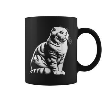 Cat Dad Mom Lover – モノクロスコティッシュフォールド。 コーヒーマグ - Kawaiitshirt