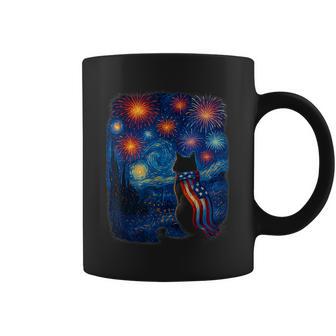 Cat Starry Night Van Gogh 4Th Of July Patriotic Cat Lover Coffee Mug - Thegiftio UK