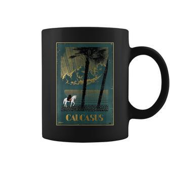 Caucasas Caucasus Mountains レトロ ヴィンテージ 馬 ライダー コーヒーマグ - Kawaiitshirt