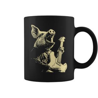 Cerdo Con Guitarra Rocker Guitarrista Animal Punk Rock Grunge Taza de café - Regaloses