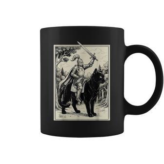 Chat Chevauchant Un Chevalier Fantaisie Drôle Tasse - Cadeauxyz