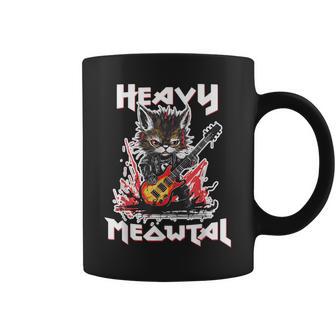 Chat En Métal Lourd Jouant De La Guitare Rock Chat Musique Heavy Meowtal Tasse - Cadeauxyz