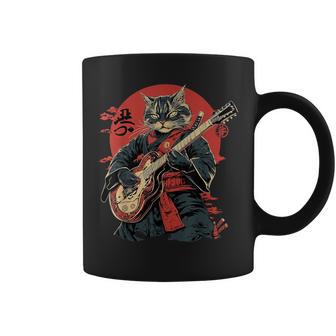Chatamouraï Ninja Japonais Jouant De La Guitare Électrique Tasse - Cadeauxyz