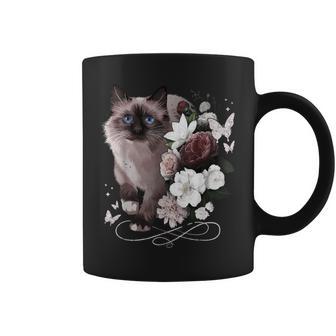Chatiamois Avec Des Fleurs Lookintage Chatiamois Tasse - Cadeauxyz