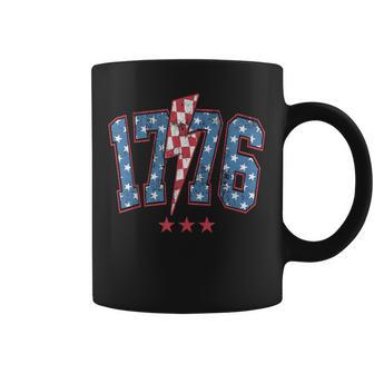 Checkered 1776 American 4Th Of July Lightning-Bolt Patriotic Coffee Mug - Thegiftio UK