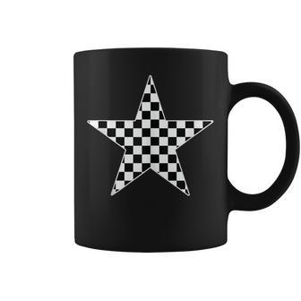 Checkered Star Black And White Racing Checkerboard Coffee Mug - Thegiftio UK